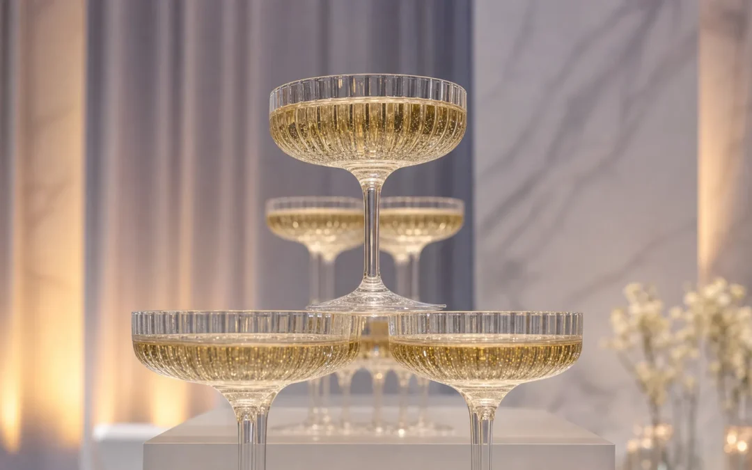 How to make a plastic champagne tower look event-ready