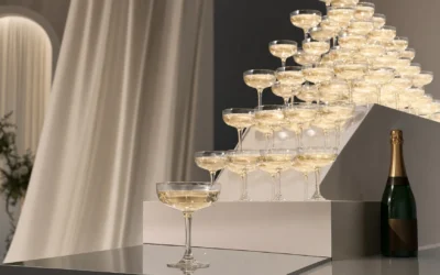 Coupe glass champagne tower styling that never feels dated