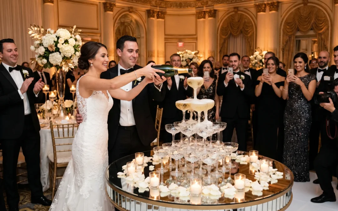 Best moment for a champagne tower at your wedding