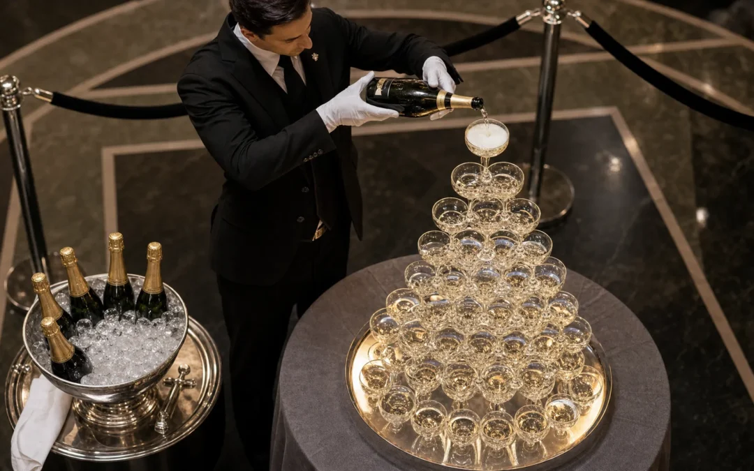 How a pyramid of champagne glasses becomes a record spectacle