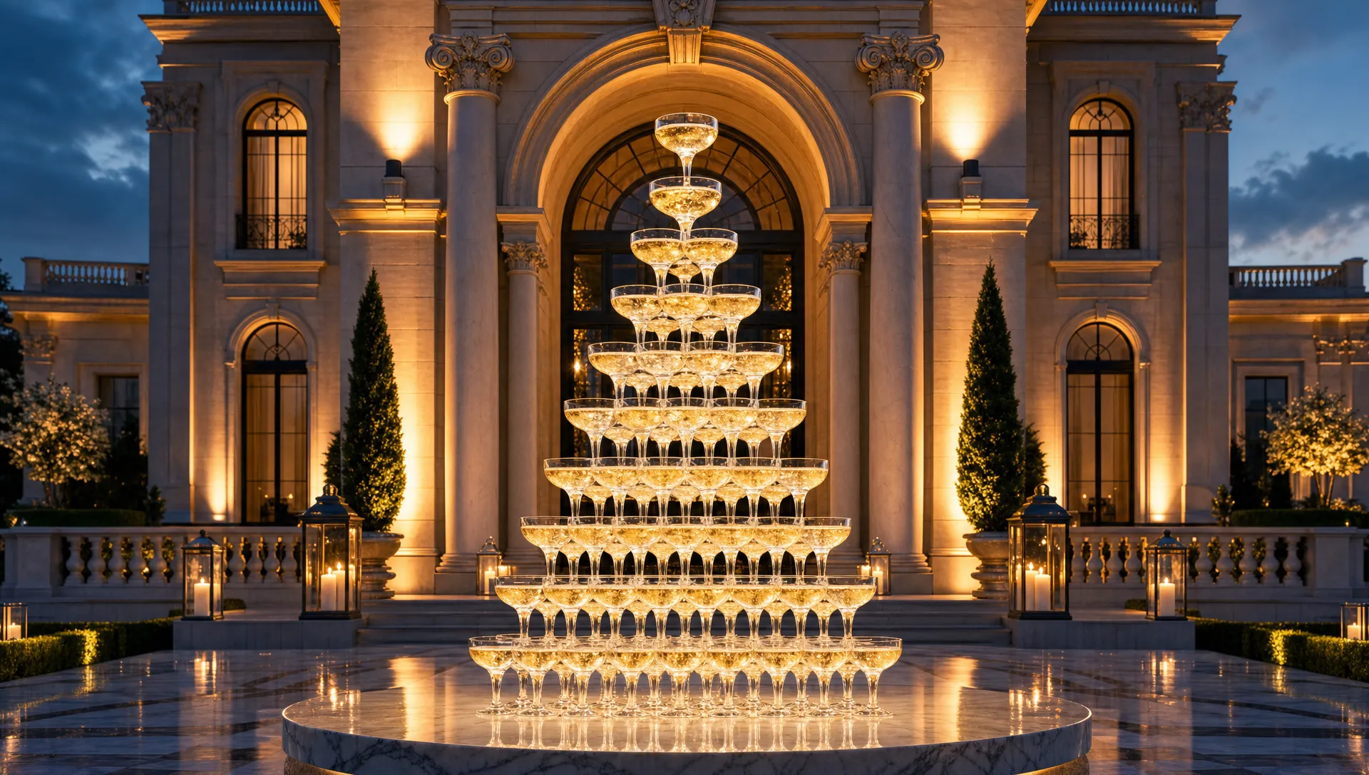 how-to-style-a-champagne-glass-tower-for-visual-im-628c4847-1784942928045 How to style a champagne glass tower for visual impact - Main Image