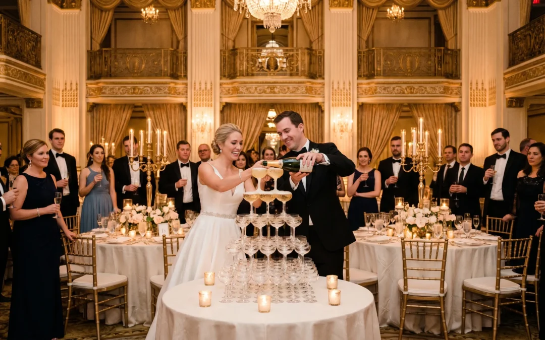How to style a champagne wedding tower with real elegance