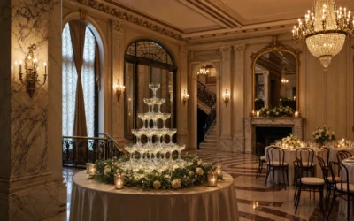 Vintage champagne tower ideas for elegant modern events