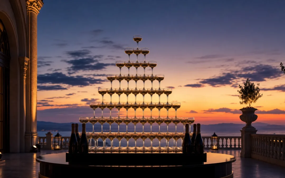 What makes a champagne pyramid the ultimate event centerpiece